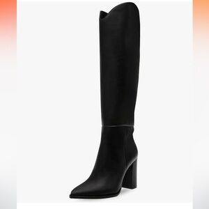 Steve Madden Bixby Knee High Black Leather Boots